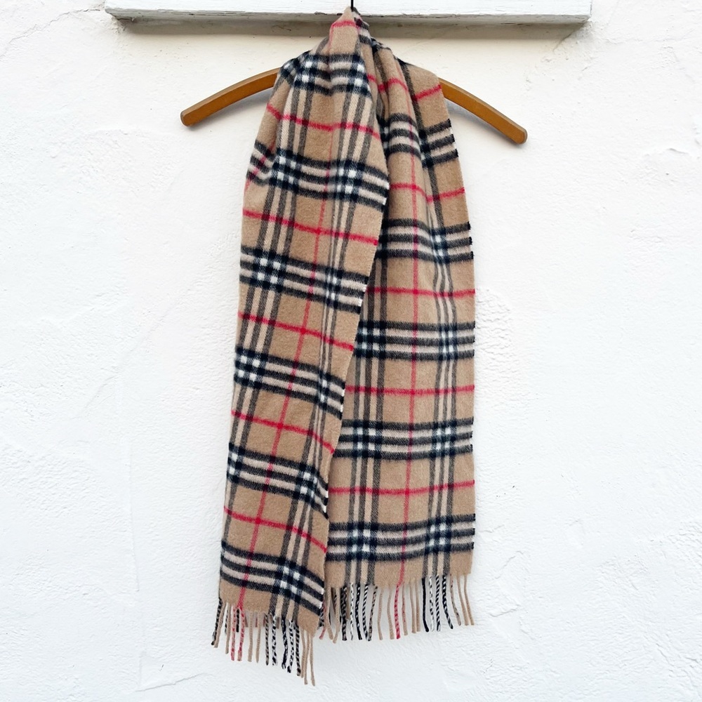 BURBERRY Authentic Nova Check 100% Cashmere Fringe Designer Scarf